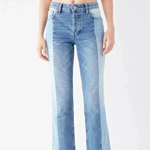 BDG Jessye Spliced Two Tone Distressed Button Fly Slim Straight Jeans 28